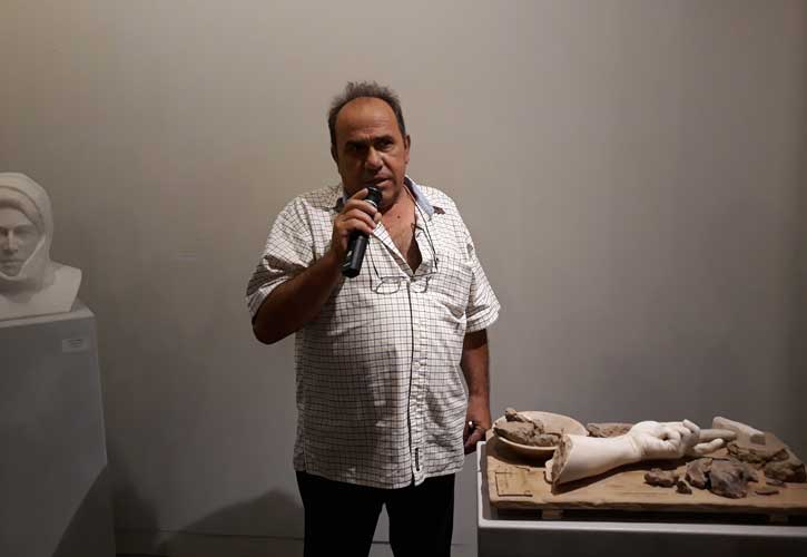 Marble sculptor Antonis Hondrogiannis, next to the work he designed